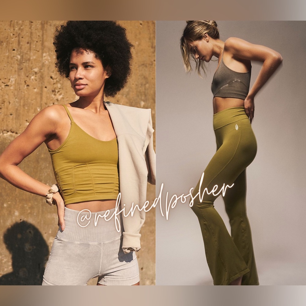 Free People Movement Good Karma Ruched Crop Top & Flares SET XS/S NEW with logo
